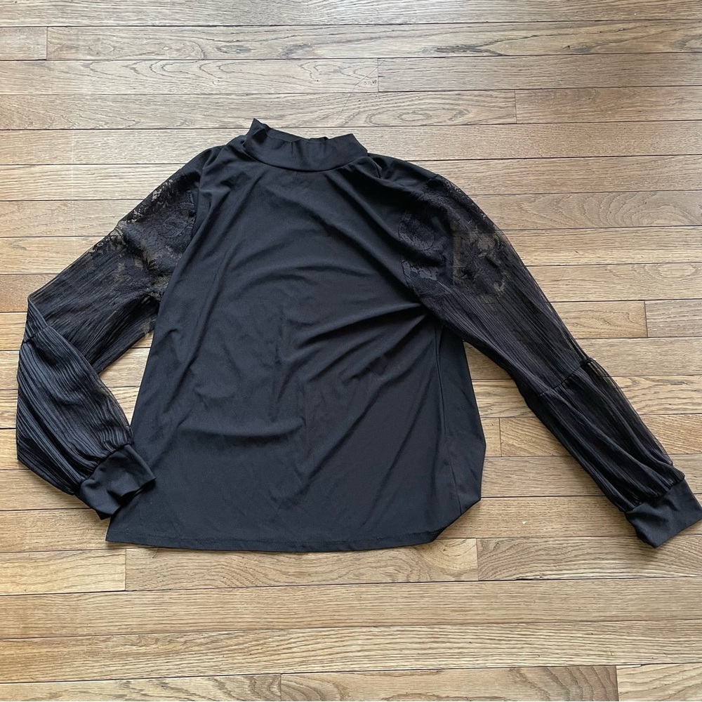 Black blouse long sleeve top 
Size tag missing size L